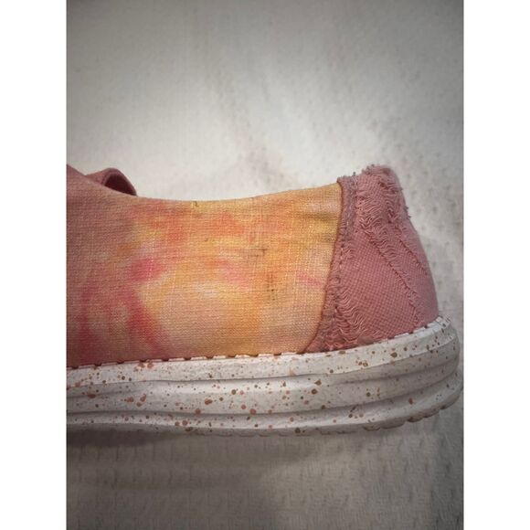 Hey Dude Wendy Tie Dye Lemon Ombre Pink Yellow Shoes Women’s Size 10 - Picture 14 of 15